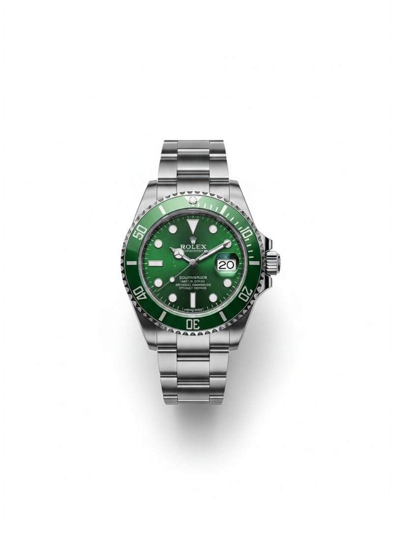 Rolex Submariner Date Stainless Steel Watch with Green Dial & Bezel - Image 1